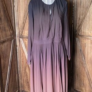 EShakti Tux Pleat Front Ombré Georgette Dress. Size 1X-18W